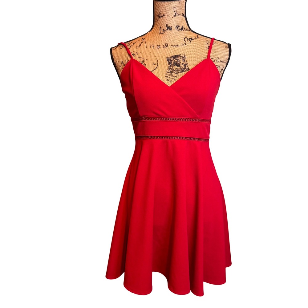 Red Spaghetti-Strap Midi Dress